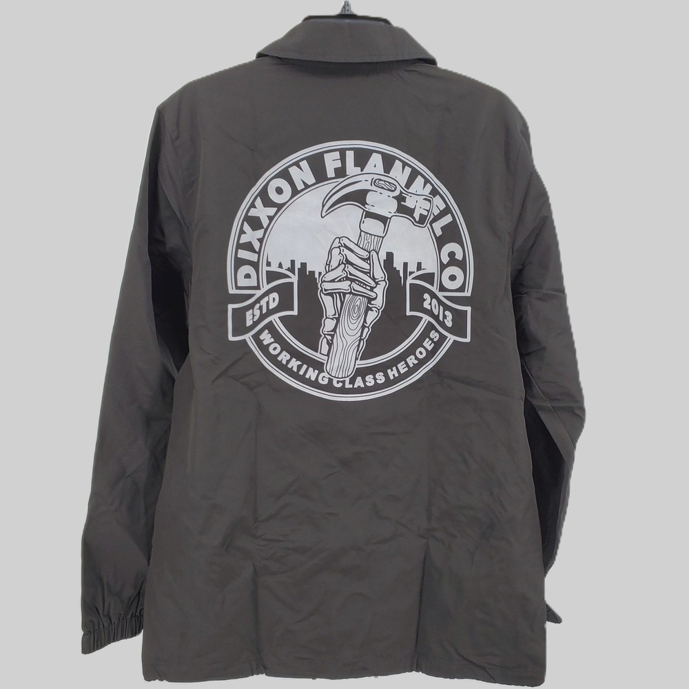 Dixxon Flannel Co Working Class Heroes Coach Jacket Gray Mens Medium Graphic